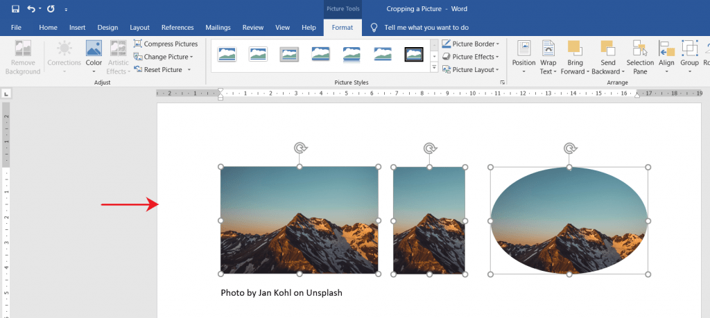 Open word and insert the image