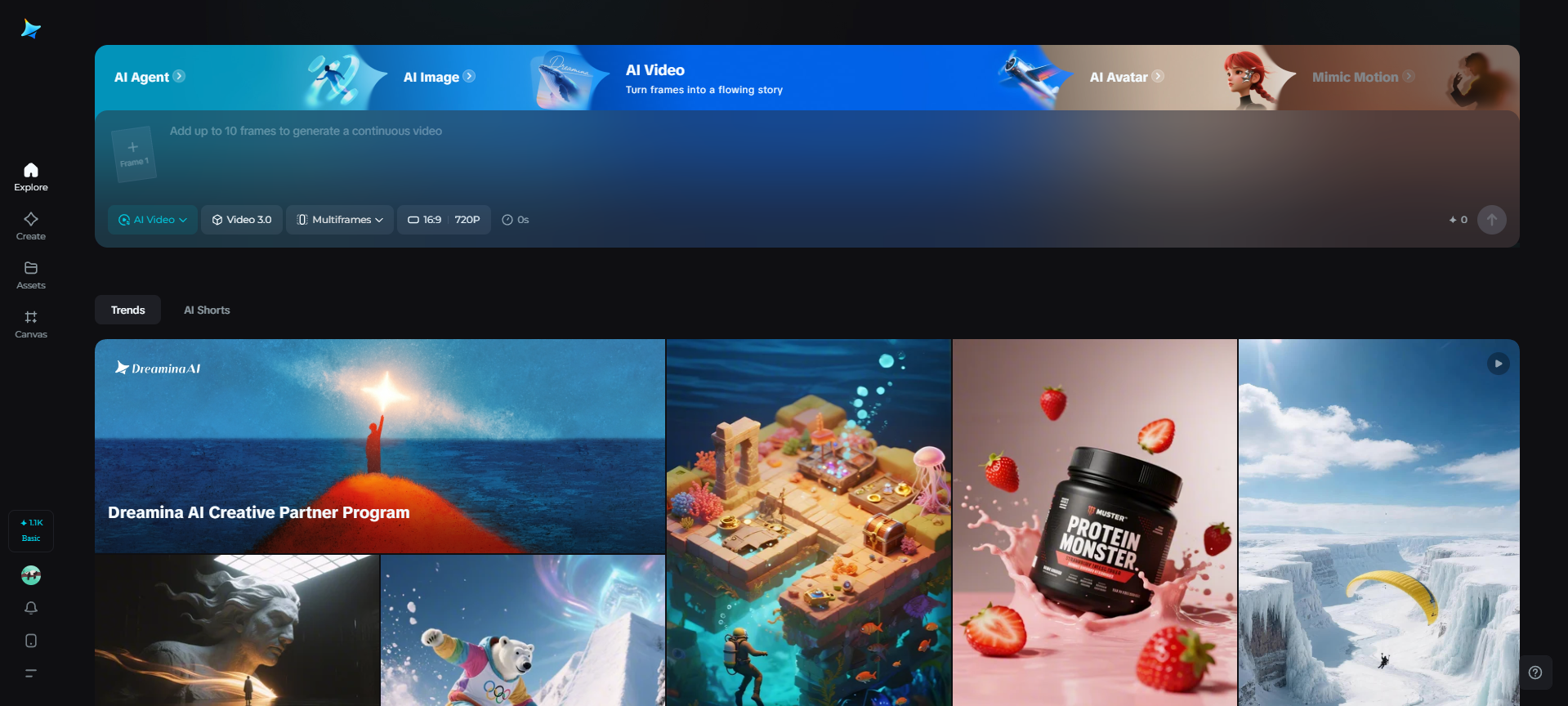 Dreamina AI Video homepage