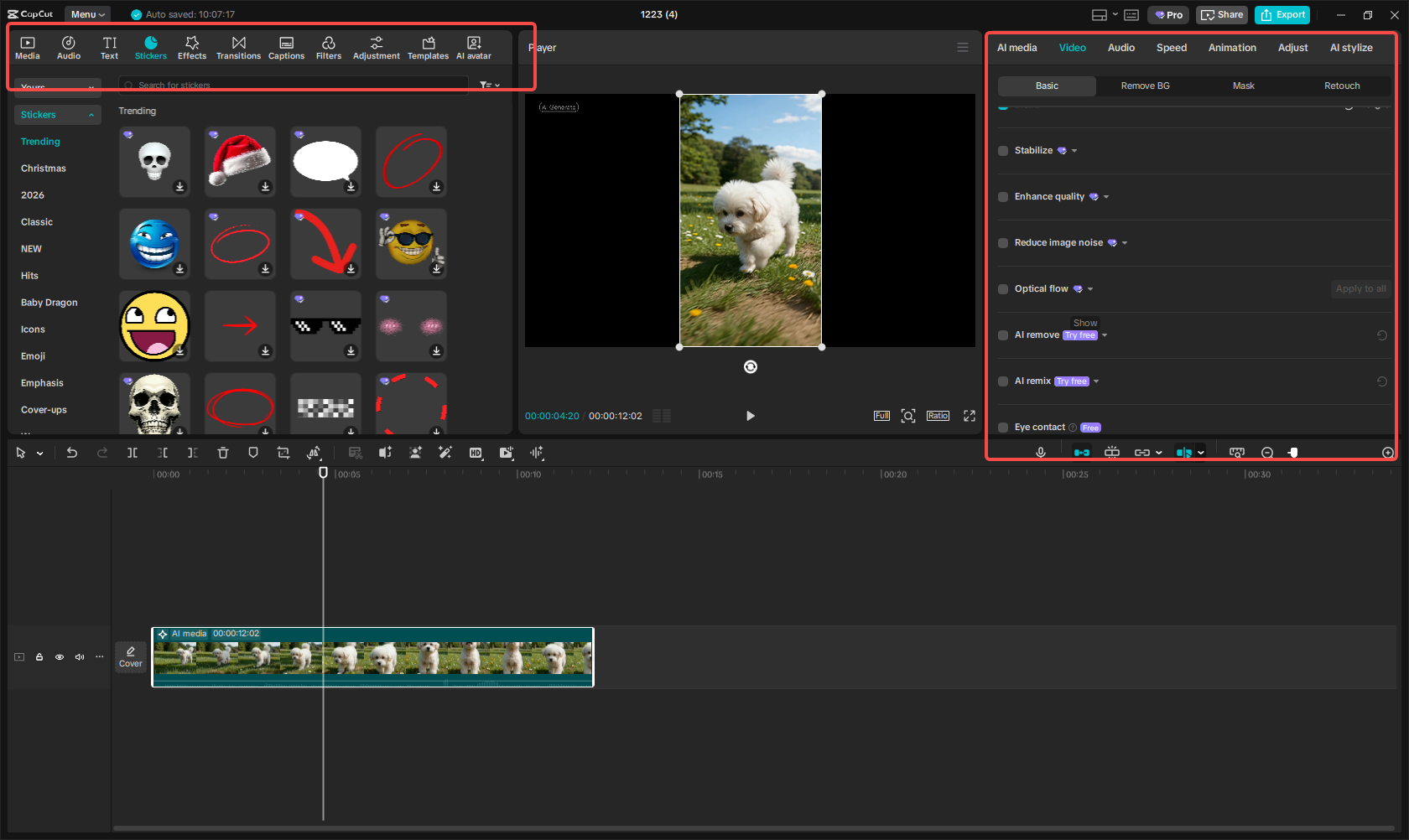 Editing and enhancing the AI video in CapCut