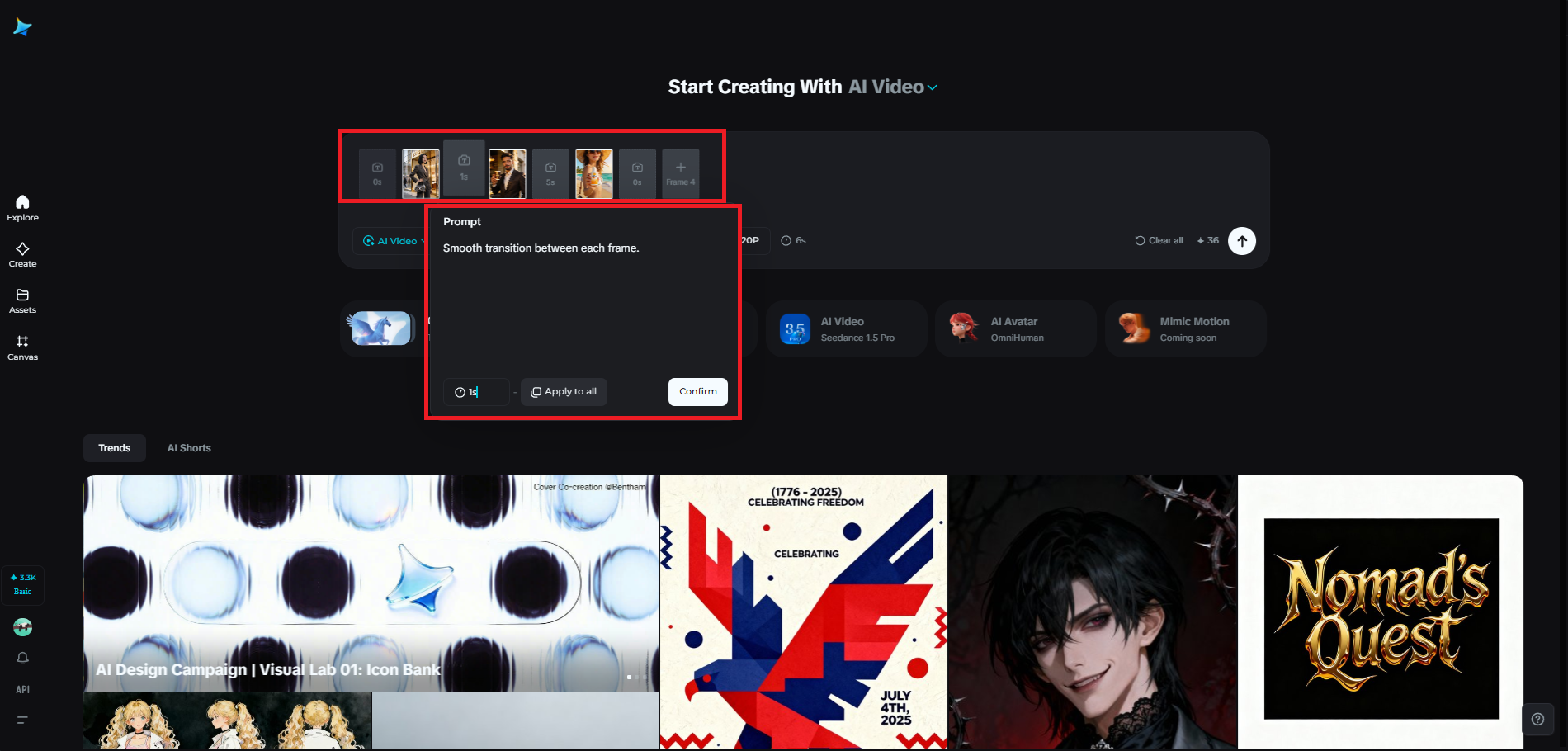 Fonction multiimages dans Dreamina