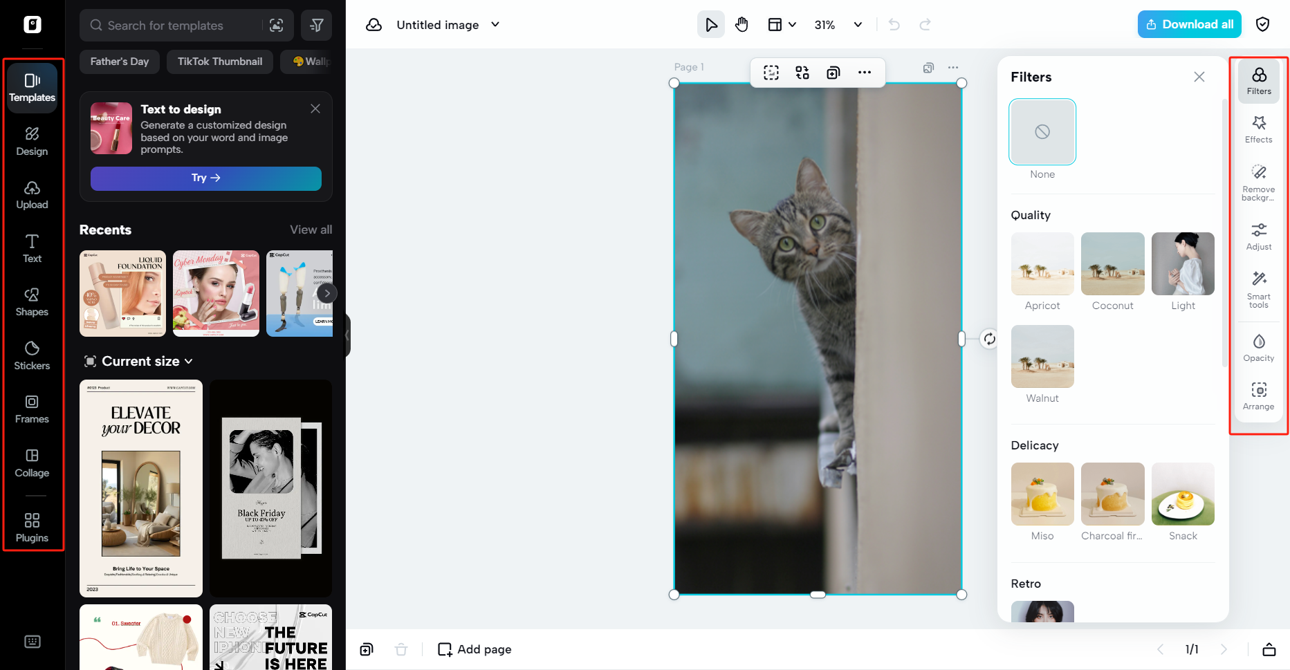 Image and video editing space