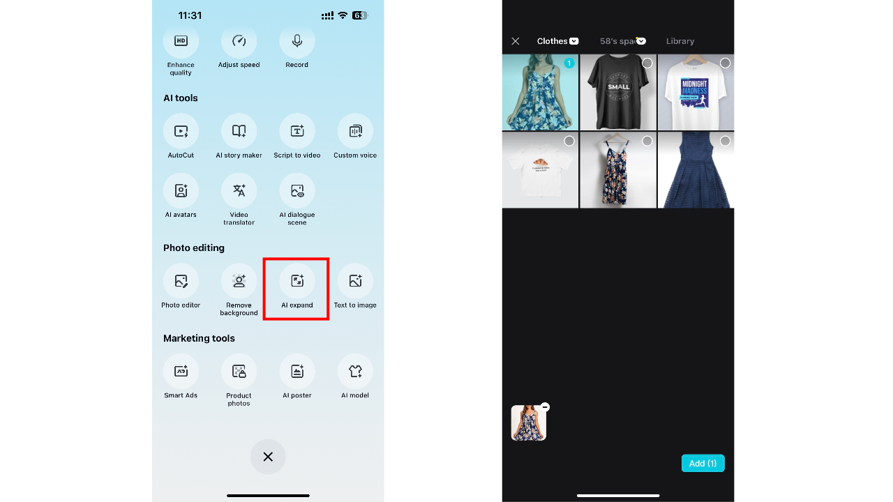CapCut Uygulaması: görüntü genişletici yapay zeka ücretsiz
