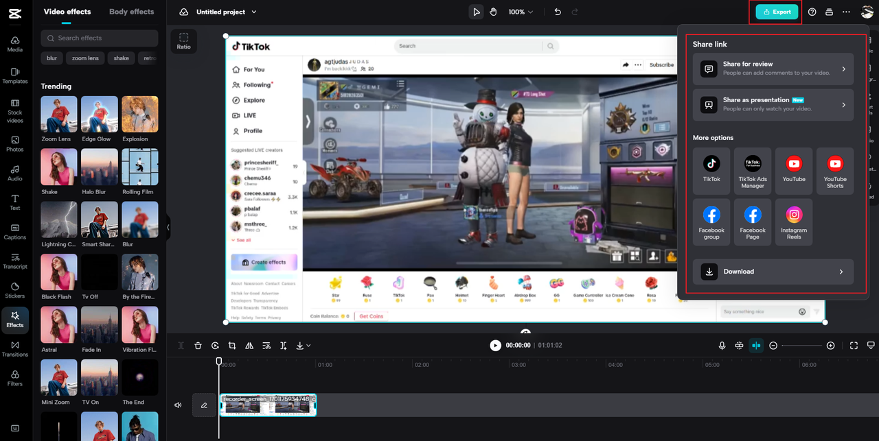 export video