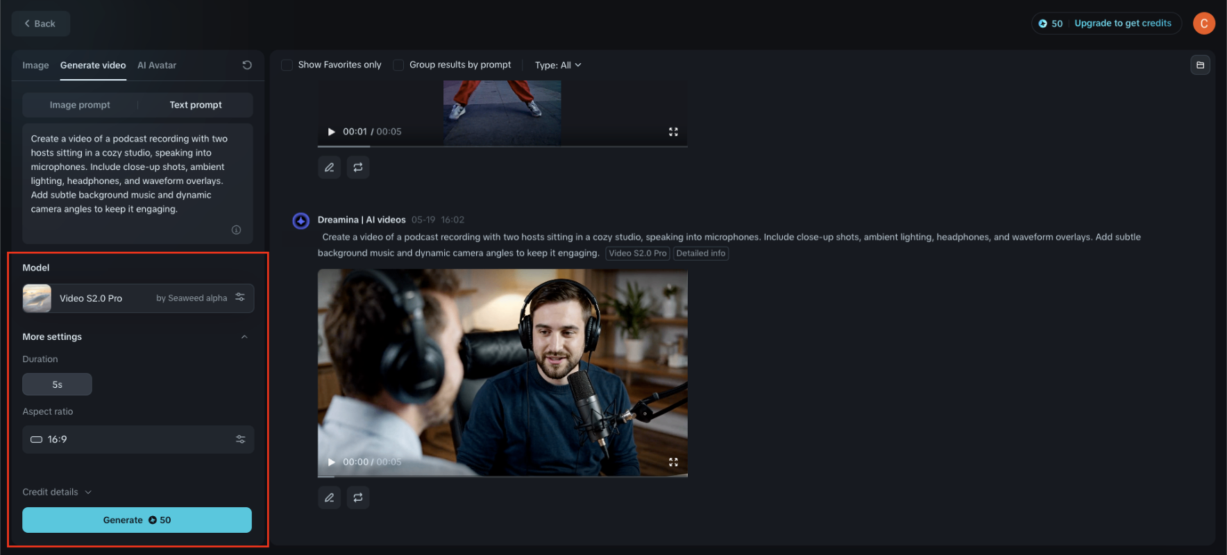 Dreamina: Podcast-Video erstellen