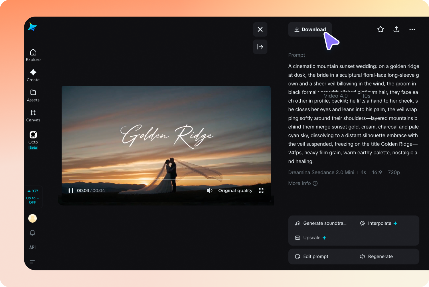 Screenshot Selecting and downloading the finalized high-resolution YouTube asset output