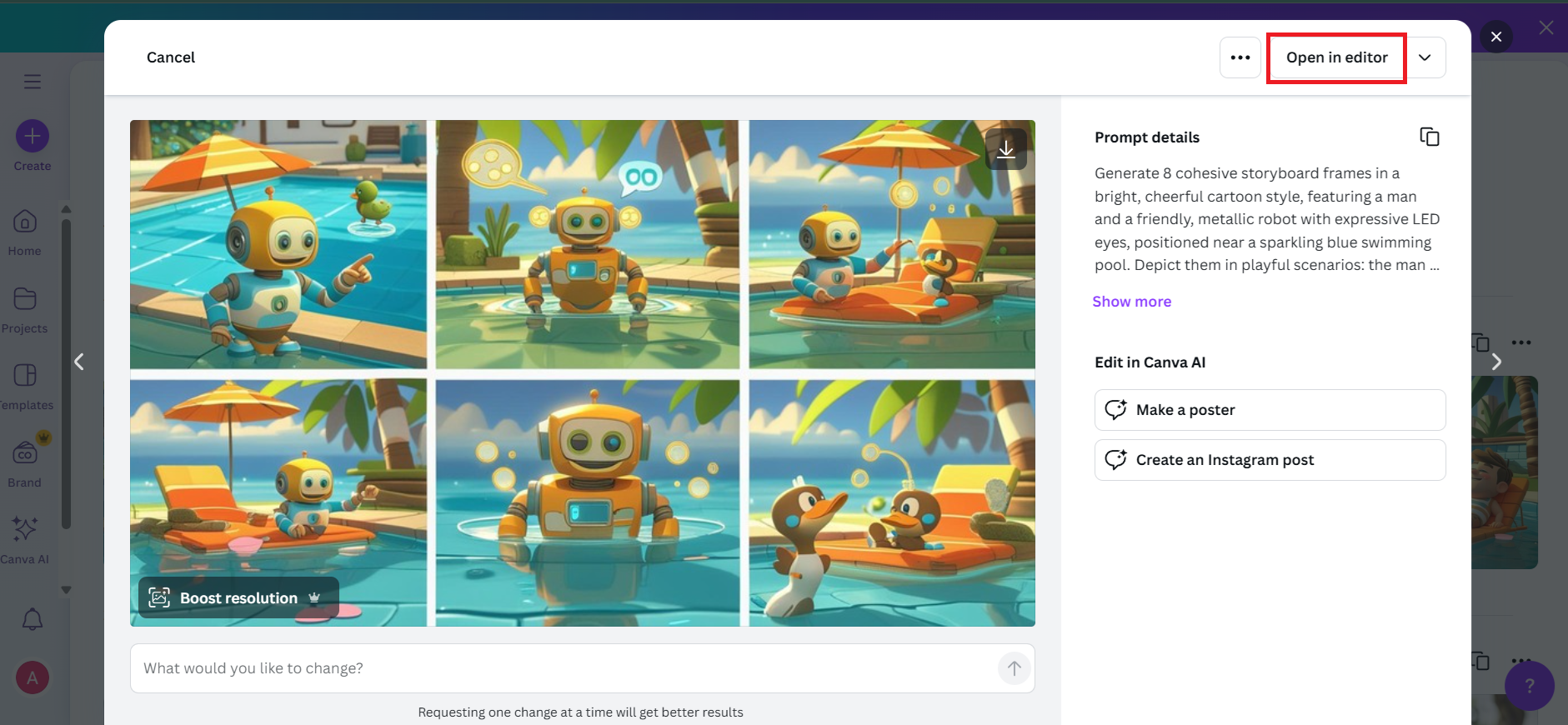 Choose 'Open Editor' option