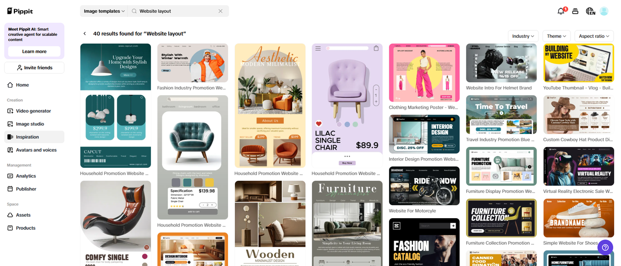 Sign up and access Inspiration