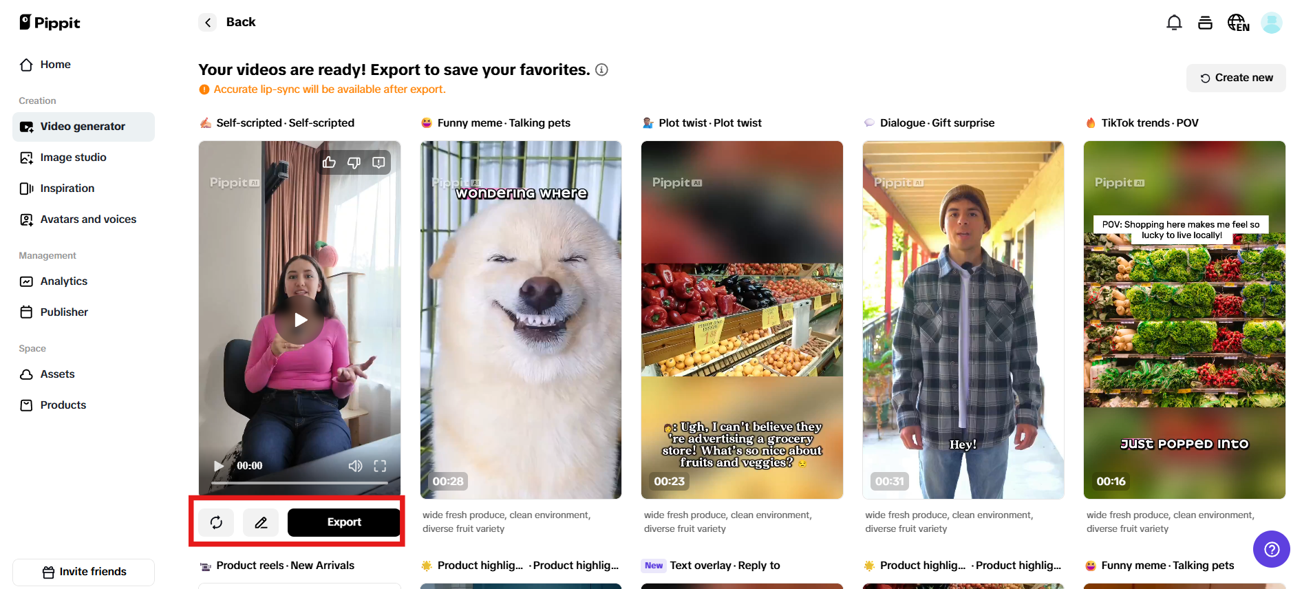 I-preview ang mga nalikhang video