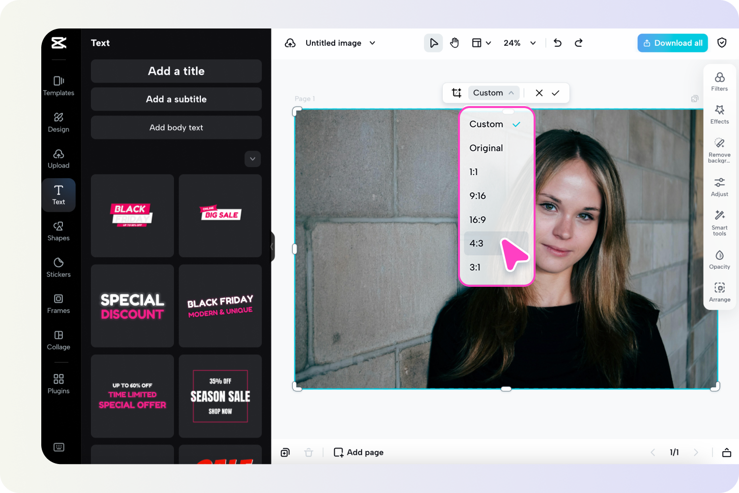เลือกขนาดตามที่คุณต้องการ