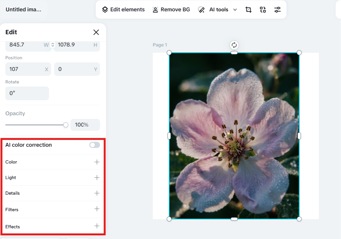 Resize or crop the photo