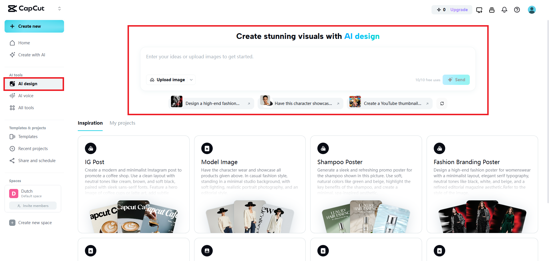 Select the AI design tool