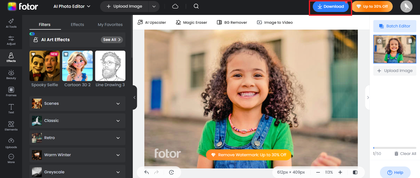 Download your enhanced portrait
