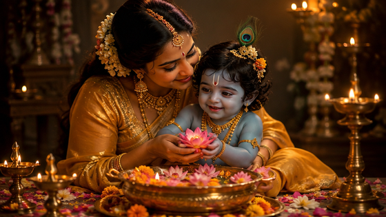 Krishna Janmashtami Mother Photo Prompt example