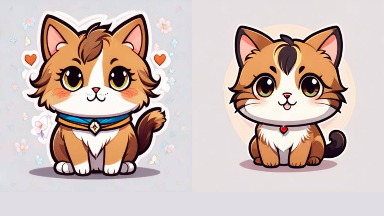 Minimalist doodle chibi cat in pastel tones