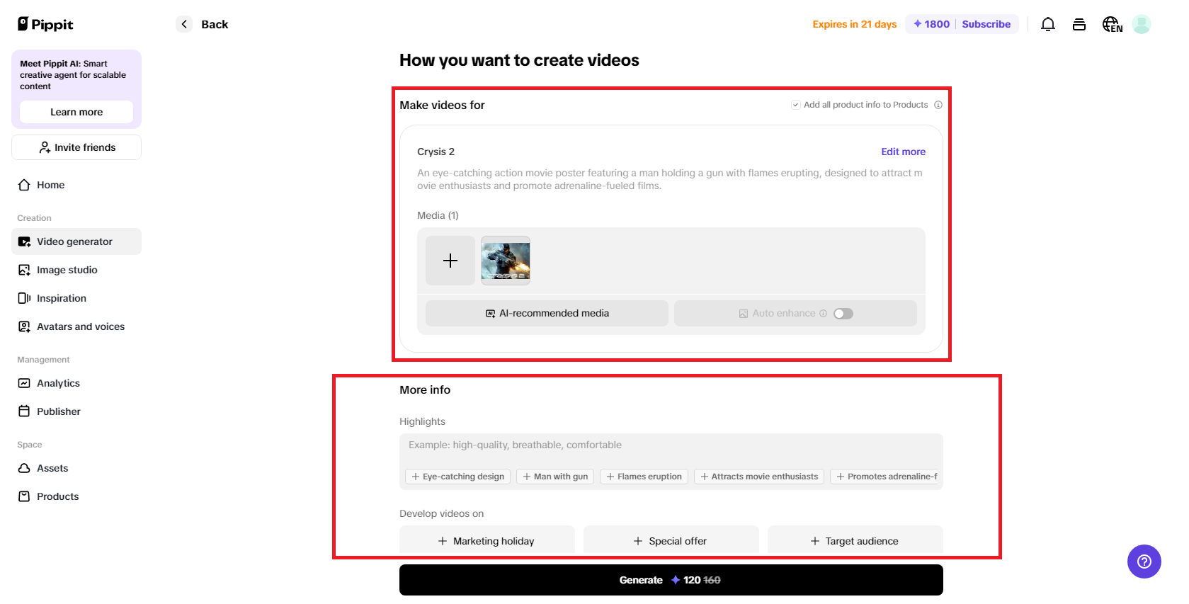 Provide details about the type of video you want to create