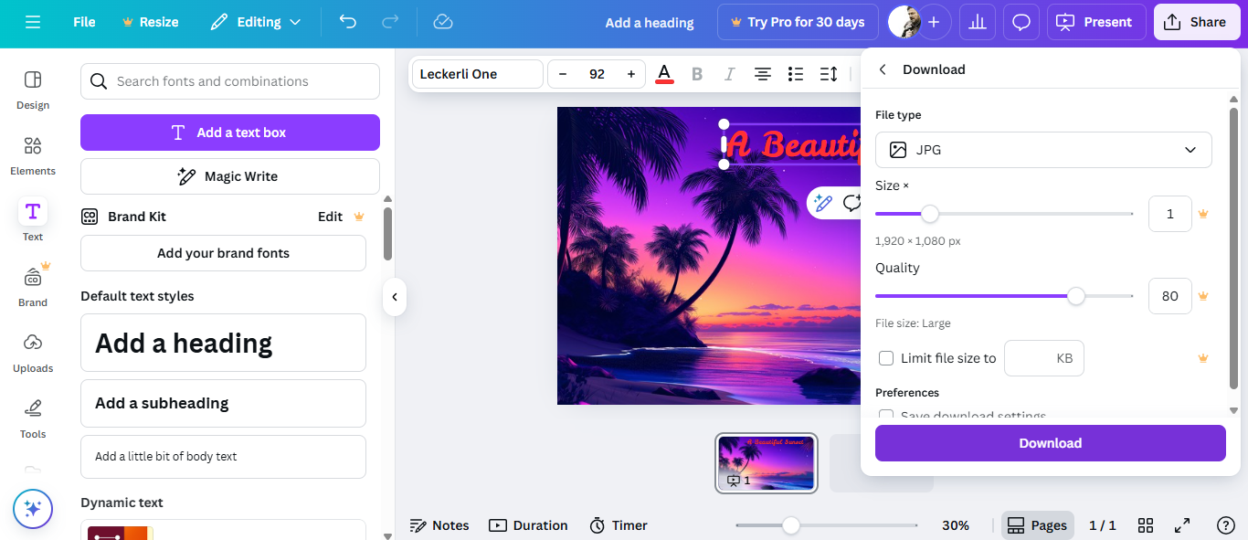 캡션과 함께 이미지 내보내기