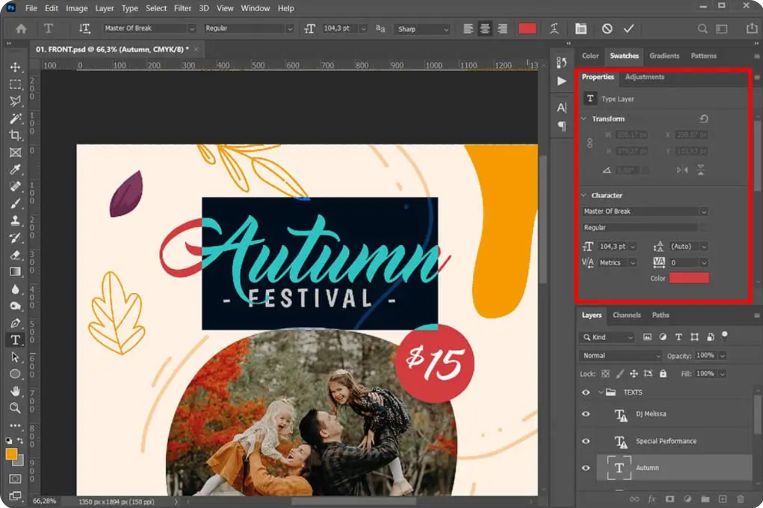 Designing the flyer layout in Photoshop