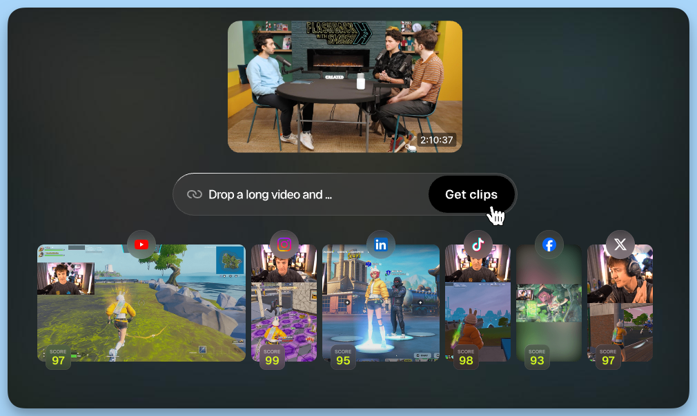 Opus Clip - free AI video generator for YouTube Shorts