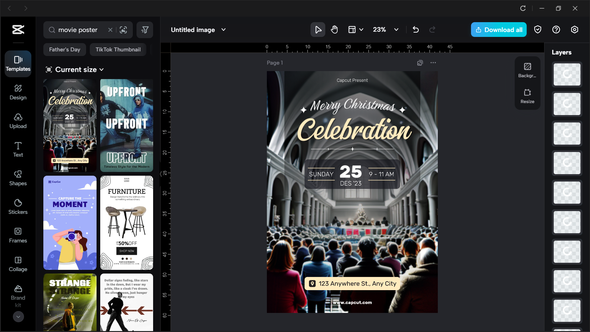 Interface of the CapCut desktop video editor - the best tool to get movie poster templates