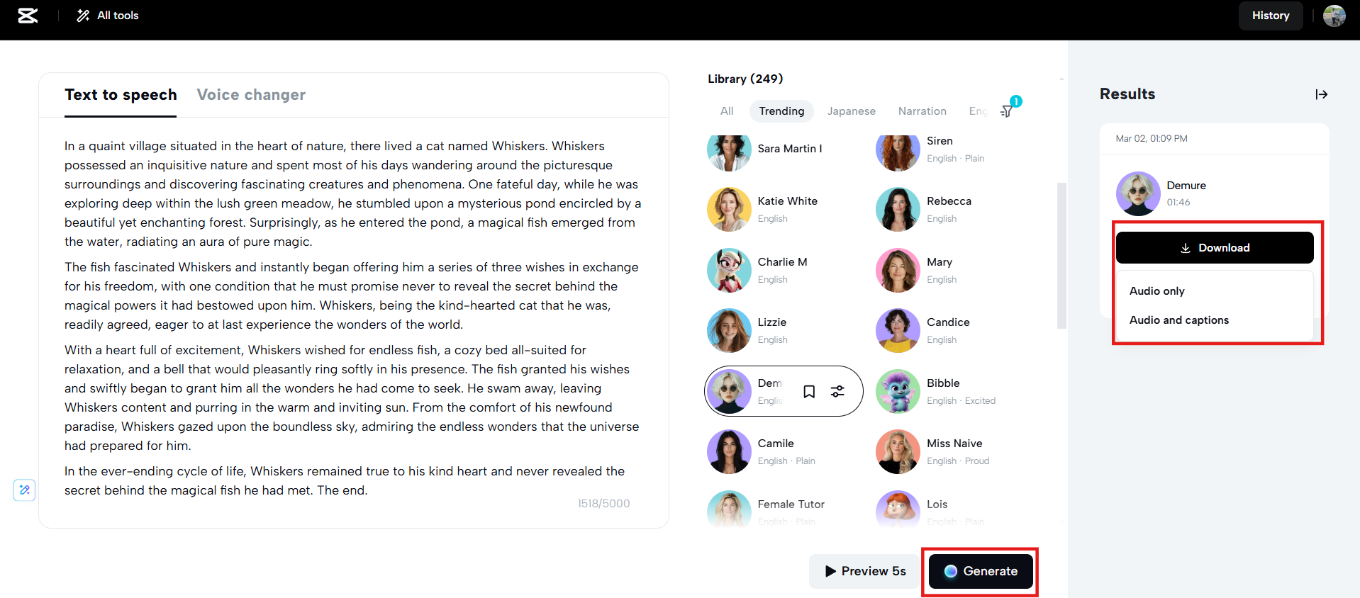 Generate and download