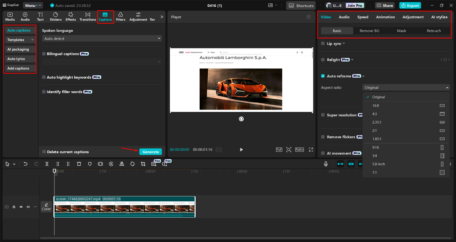 Amélioration de l'enregistrement vidéo avec les outils IA dans l' CapCut éditeur vidéo de bureau