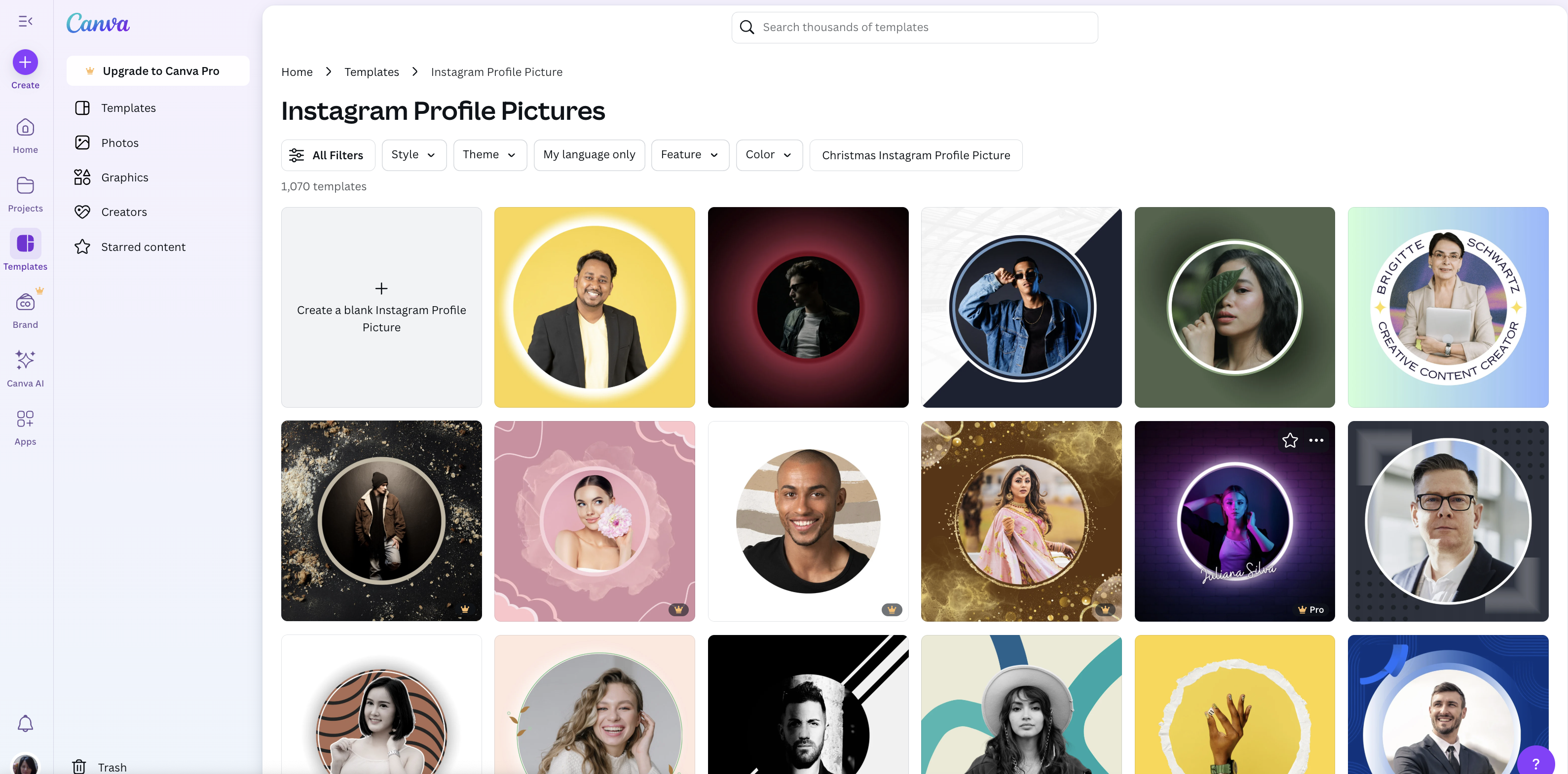 Canva Instagram profile photo creator