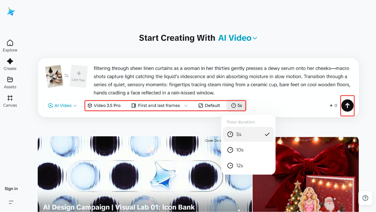 Generează un film de marcă în Dreamina