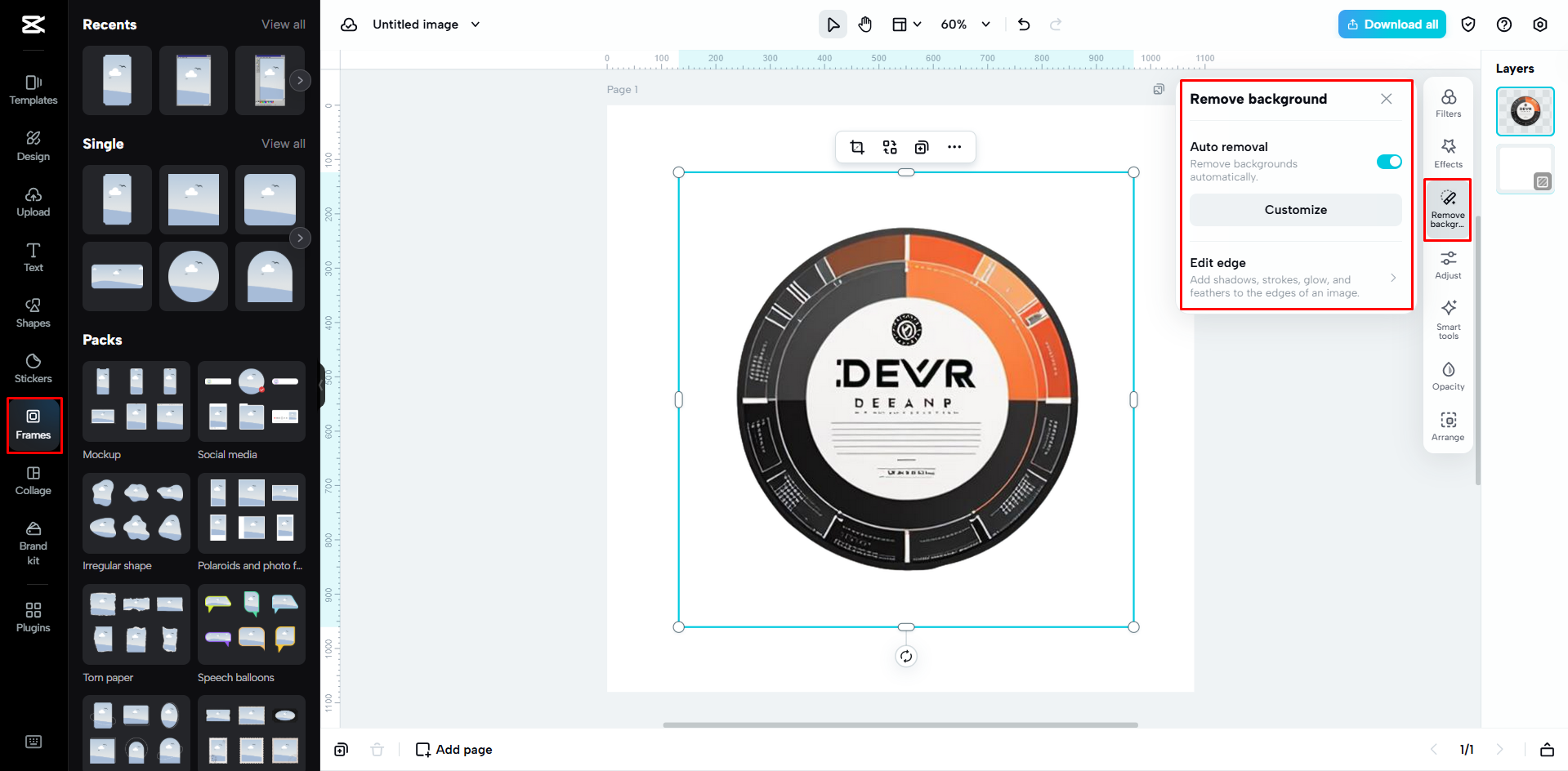 Editing the AI-generated logo with CapCut Web