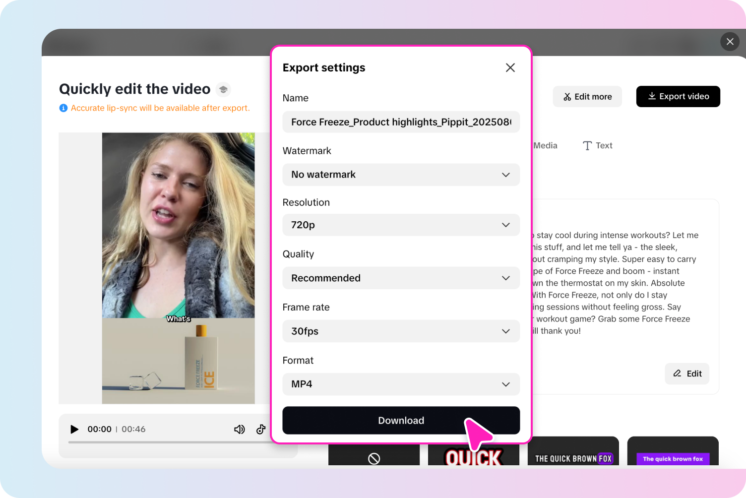 ส่งออกวิดีโอของคุณ