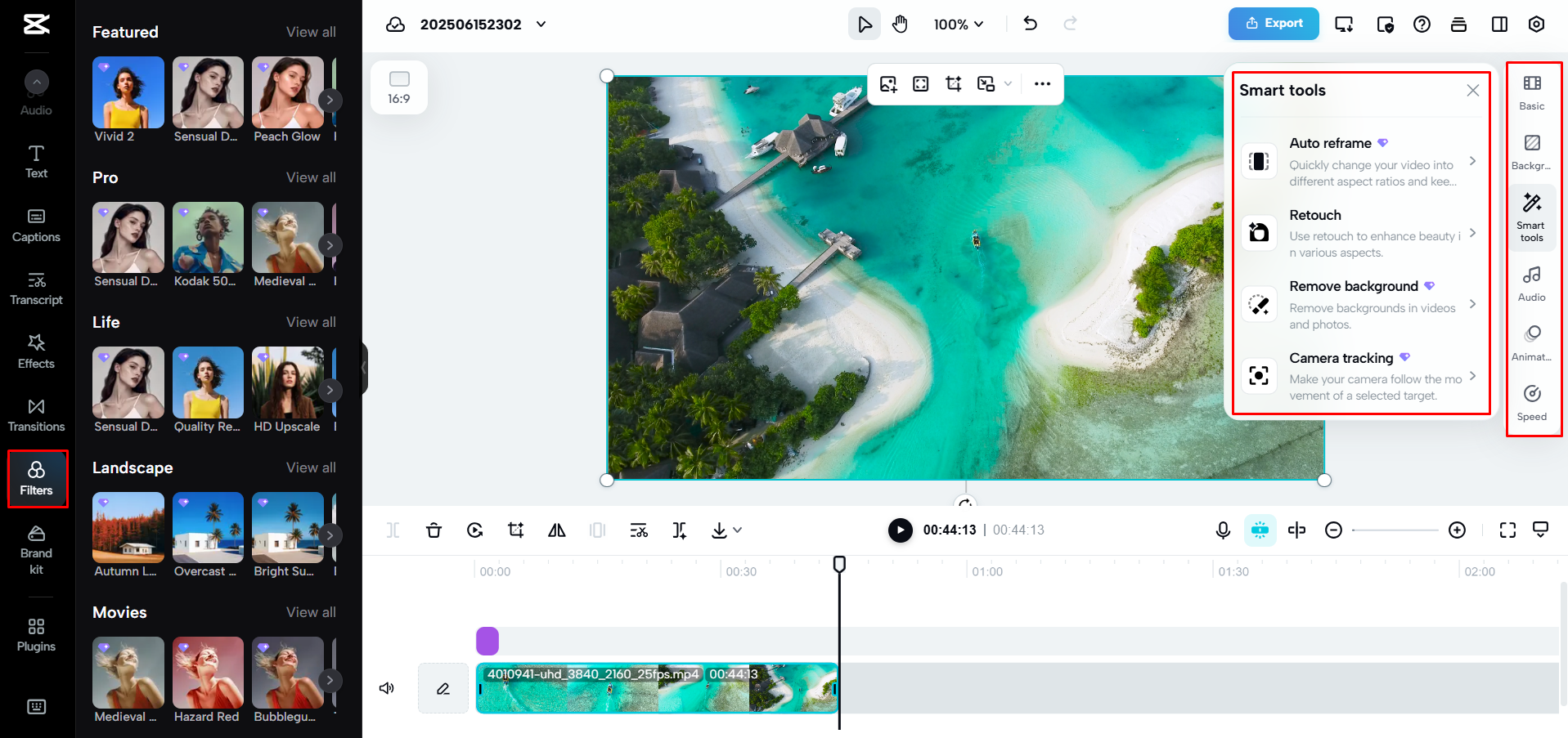 Menyunting video dengan alat CapCut Web