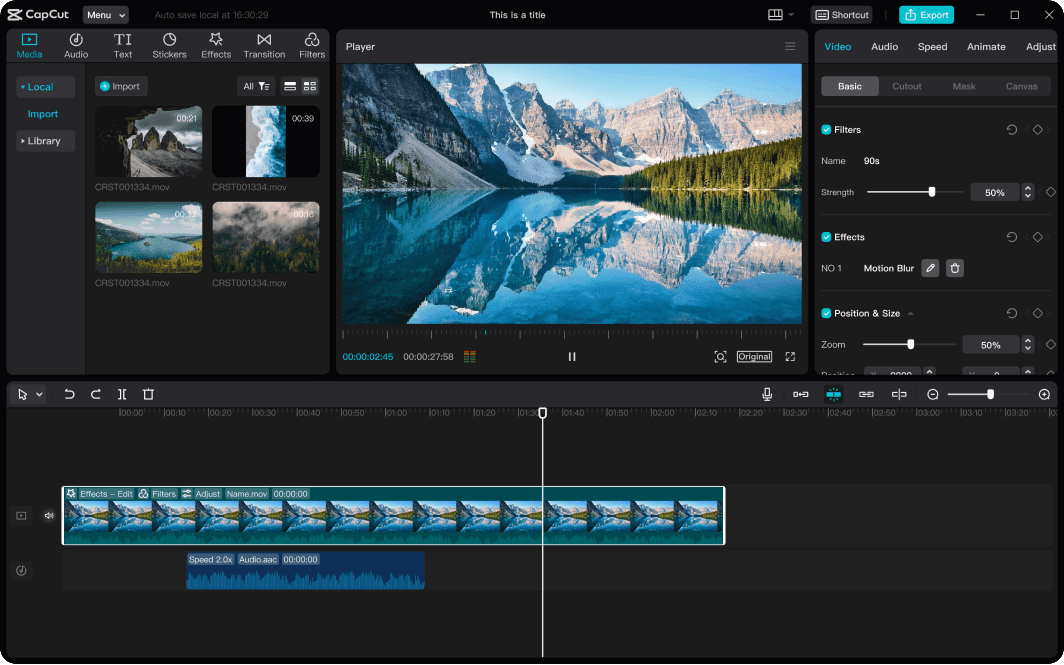 User-friendly interface of CapCut desktop video editor