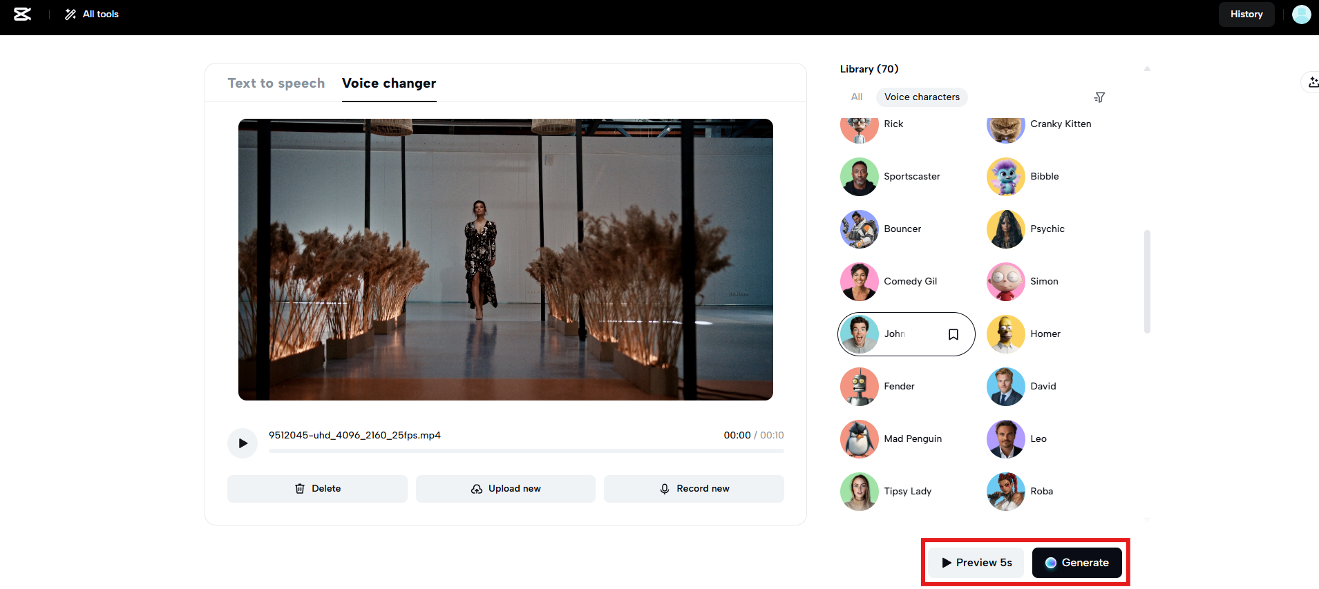 Válassz hangot és előnézetet