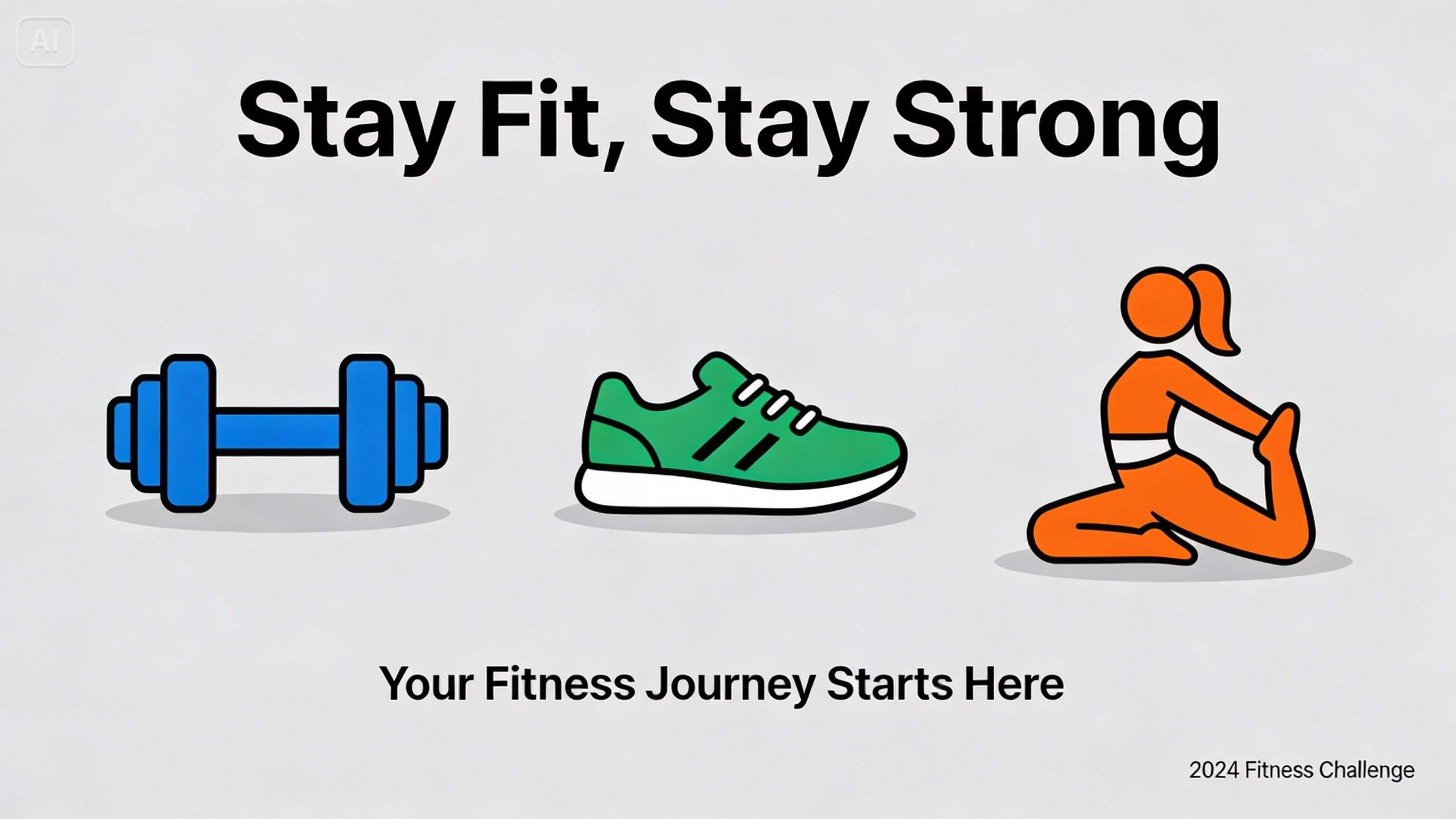 Icon-based fitness poster with simple and clear representations of fitness activities
