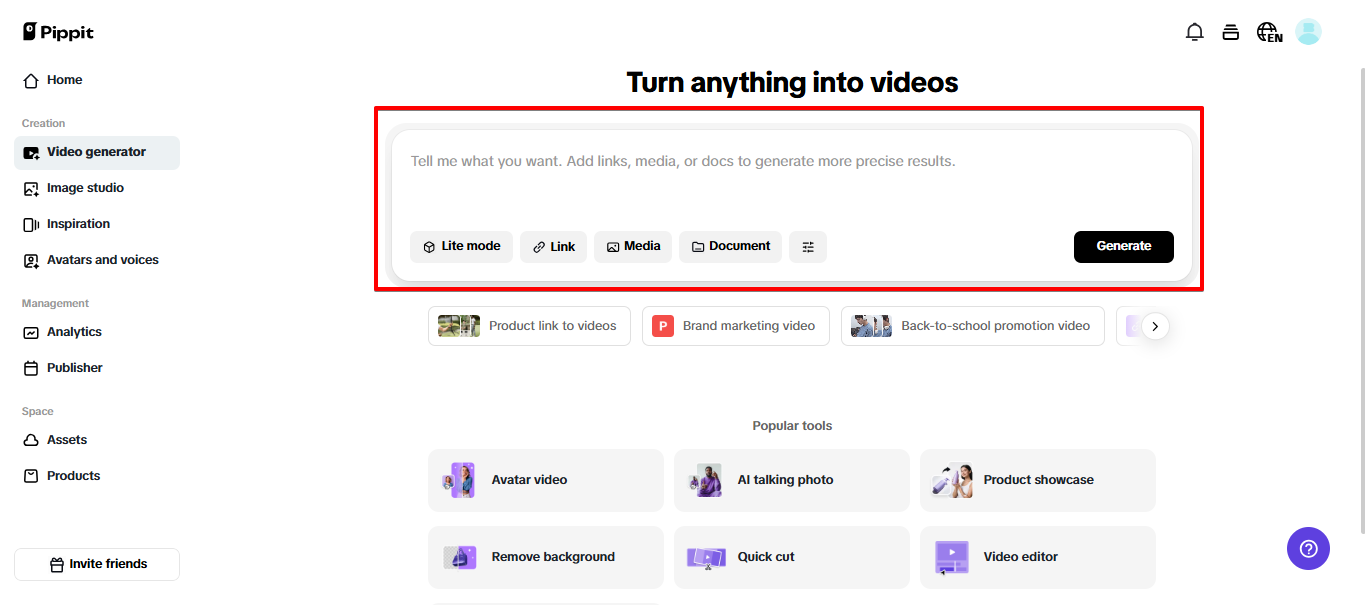 Geração de vídeo com um clique