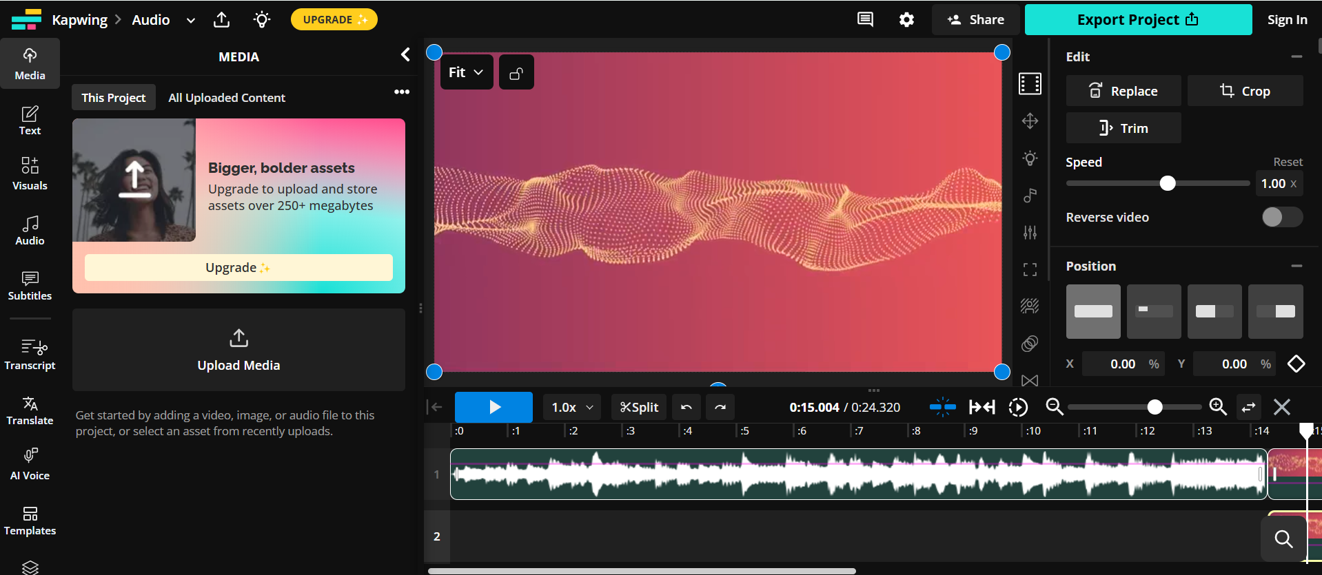 Kapwing - the best audio trimmer on Windows