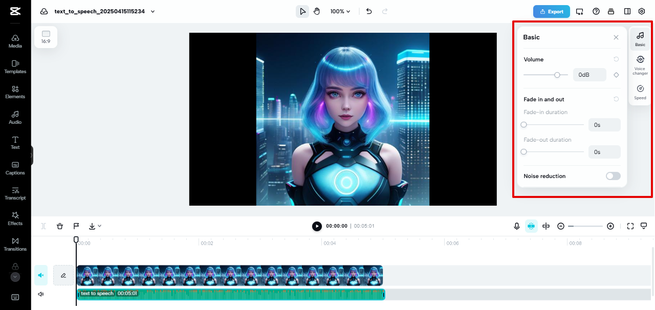 Video editor in CapCut Web