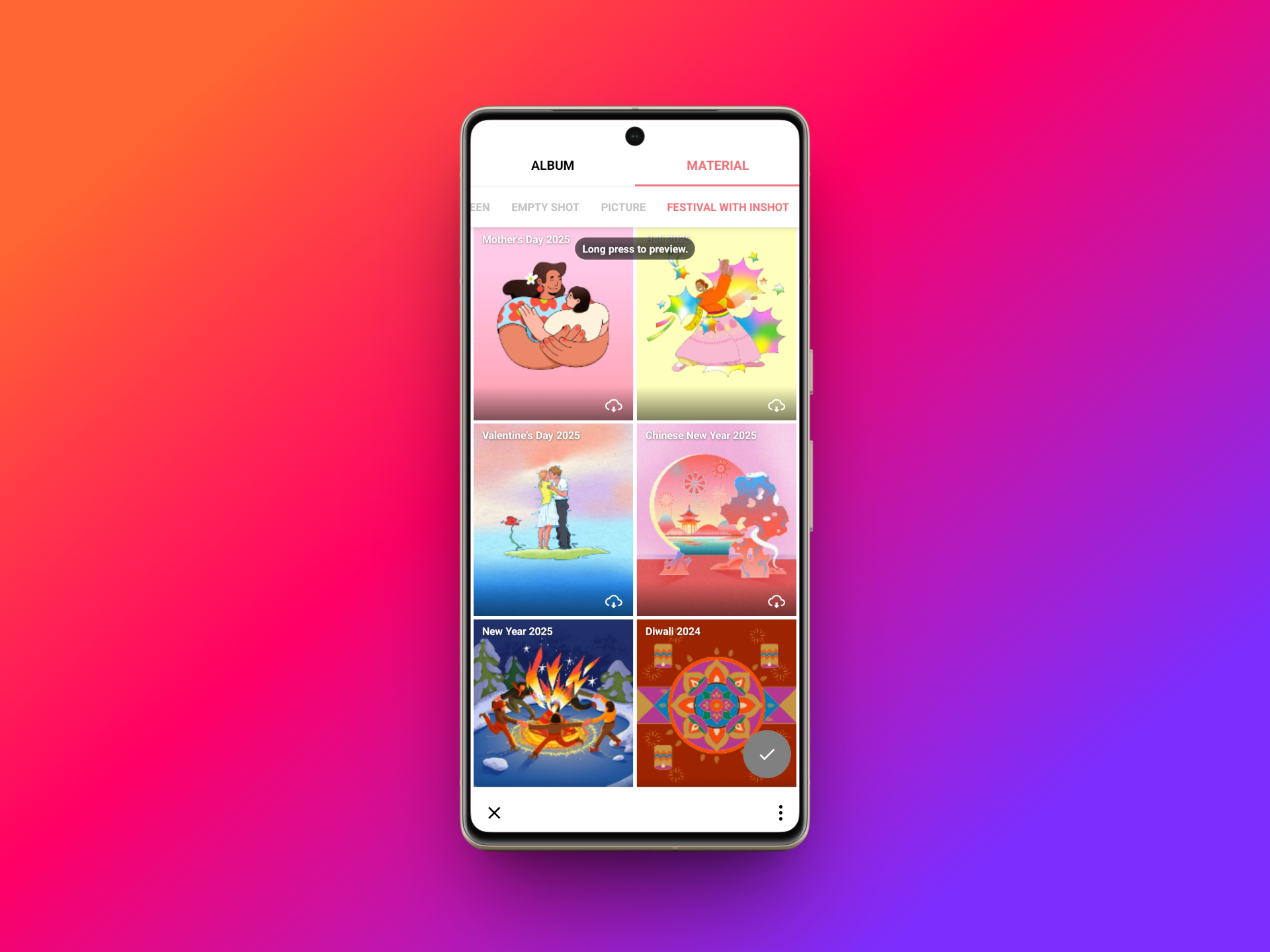 與不同主題相關的 InShot 模板