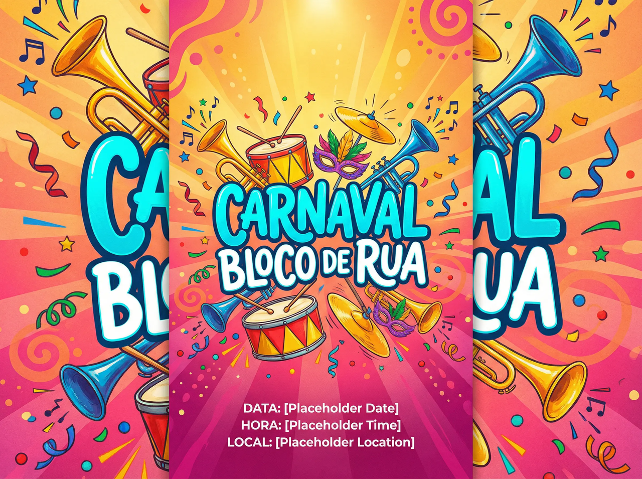 Street block invitation in Stories format with Carnival elements