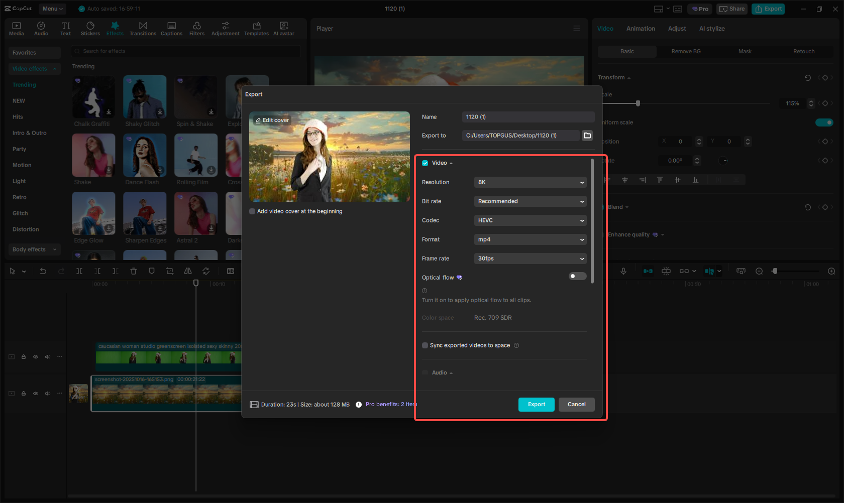 Export high quality video