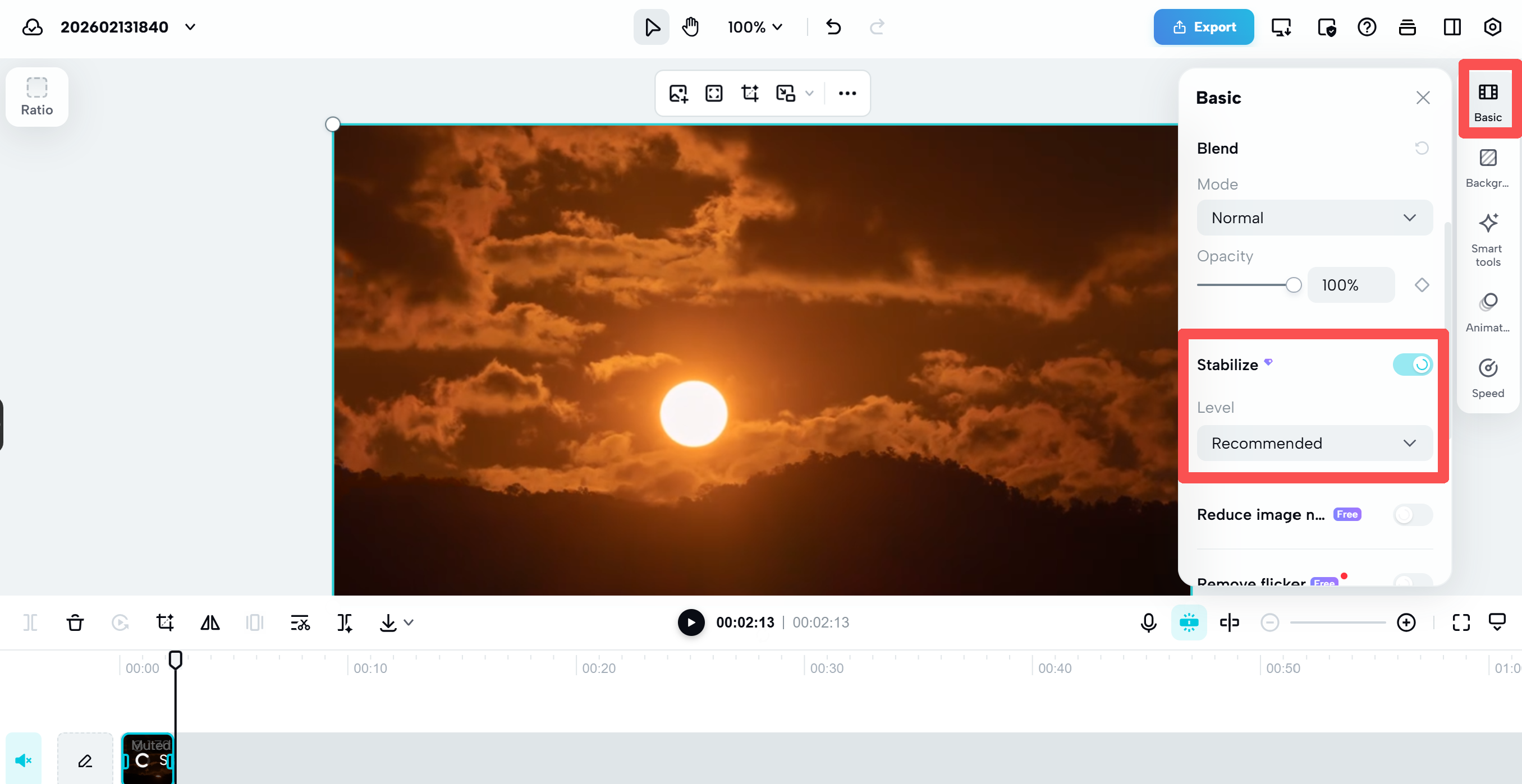 Applying video stabilization to shaky footage in CapCut online