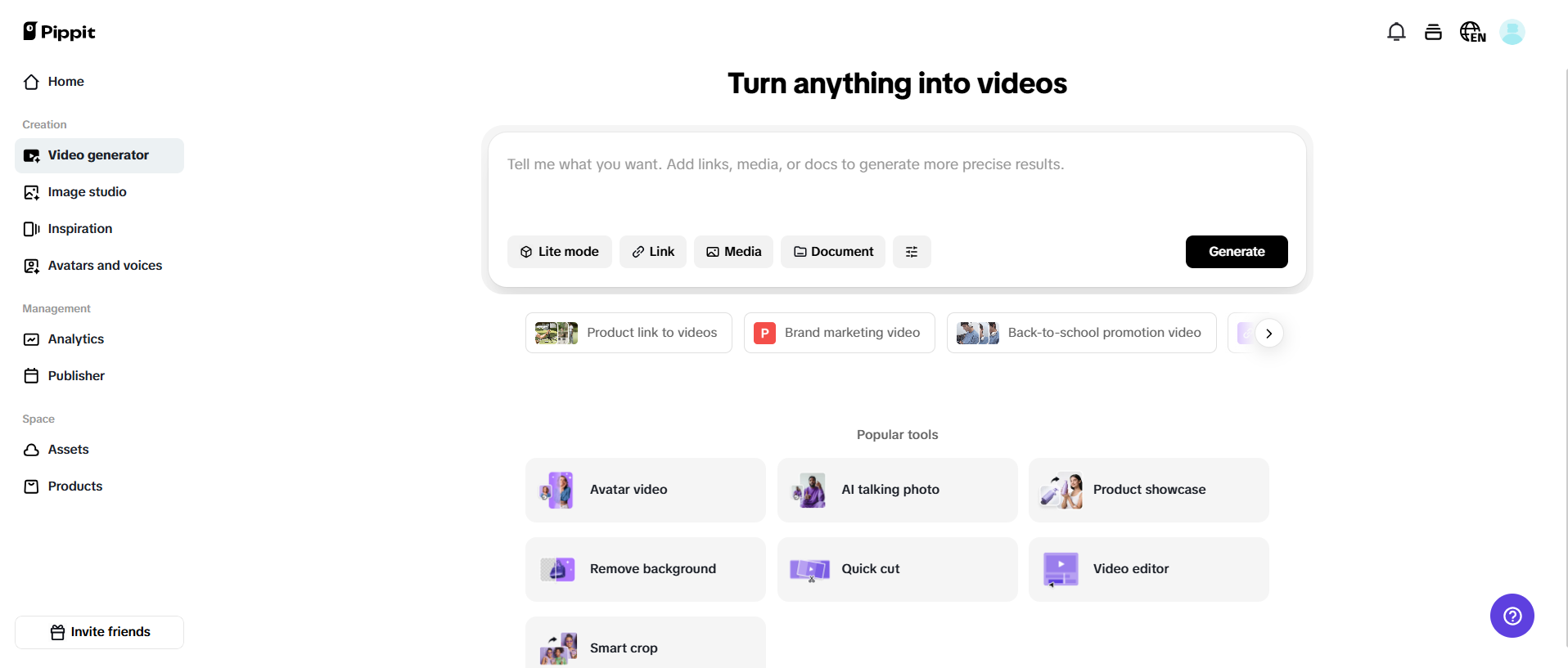 Create videos instantly