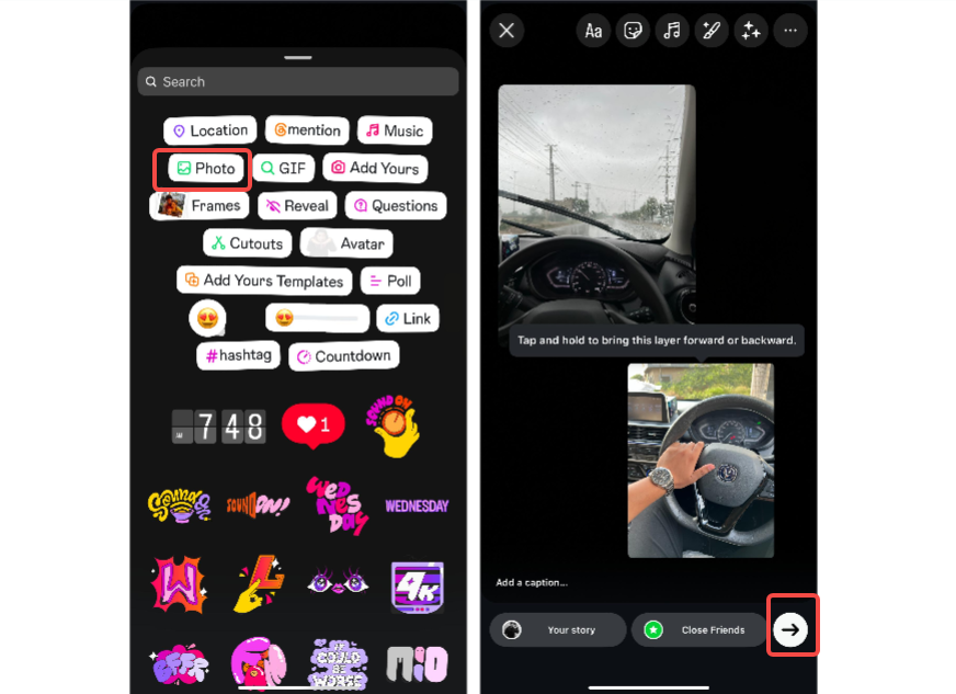 Select multiple photos at once for Instagram Story