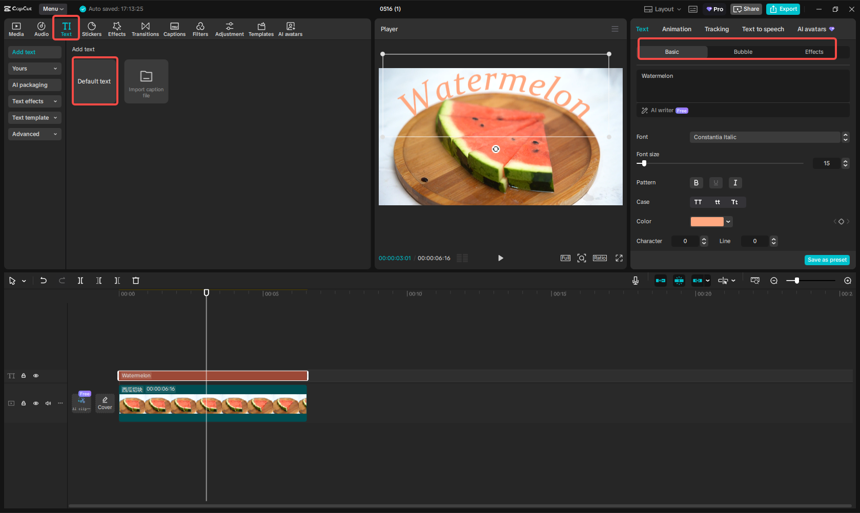 Importing your video and adding text in CapCut
