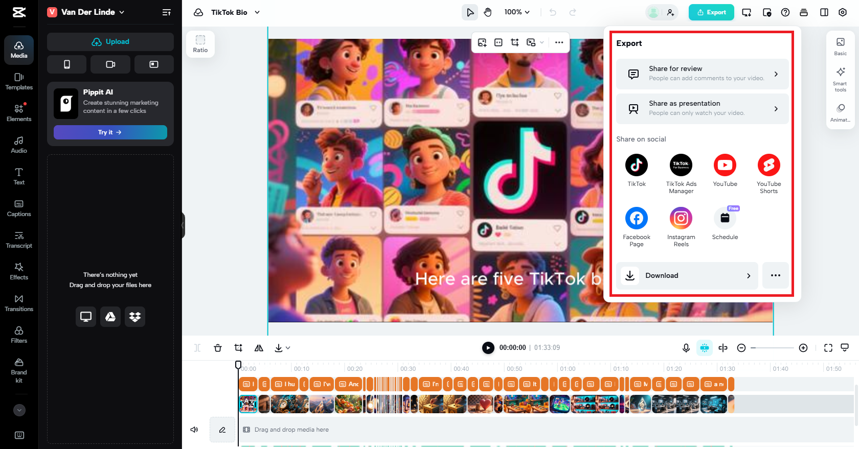 Terbitkan atau muat turun video bio TikTok anda
