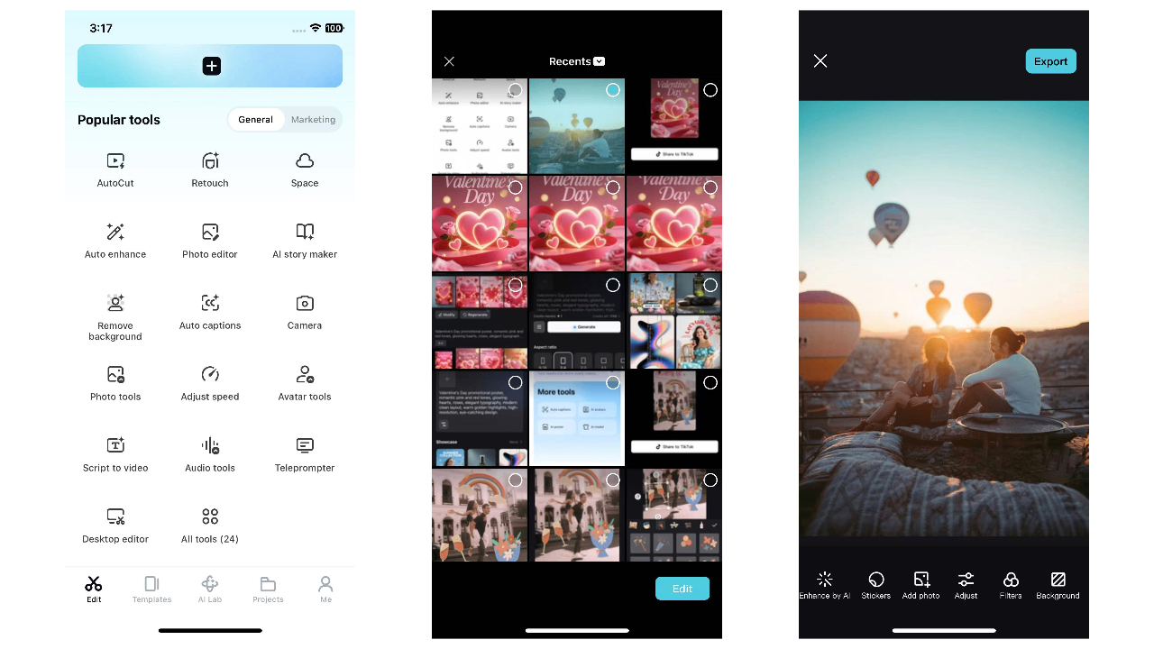 Access CapCuts photo editor