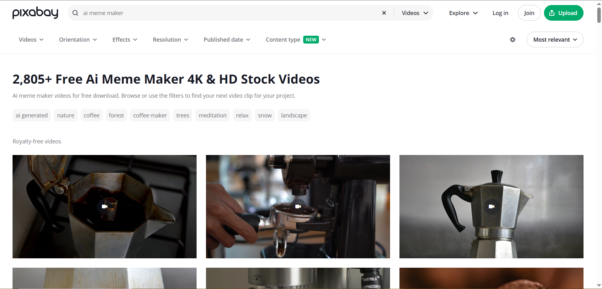 Screenshot showing Pixabay free AI meme maker