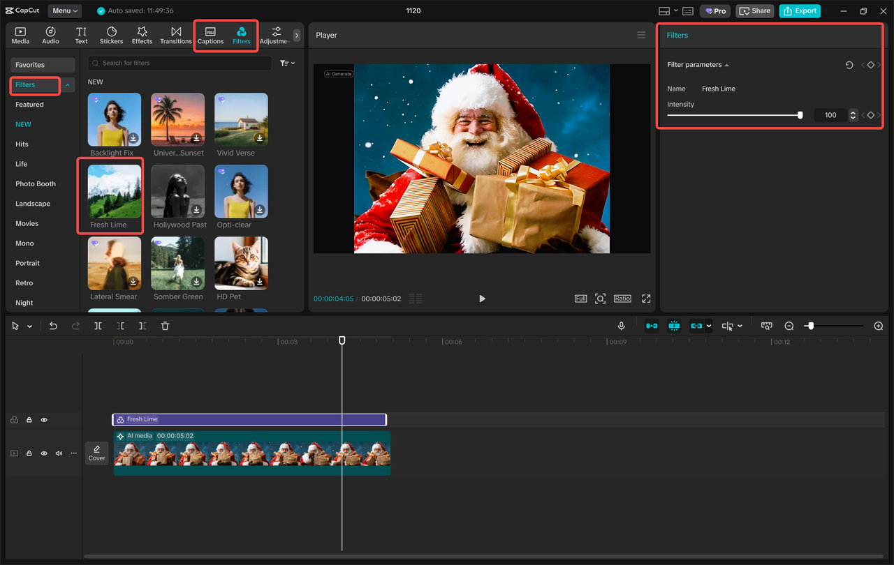 Editing the Christmas Eve movie with the CapCut desktop video editor 