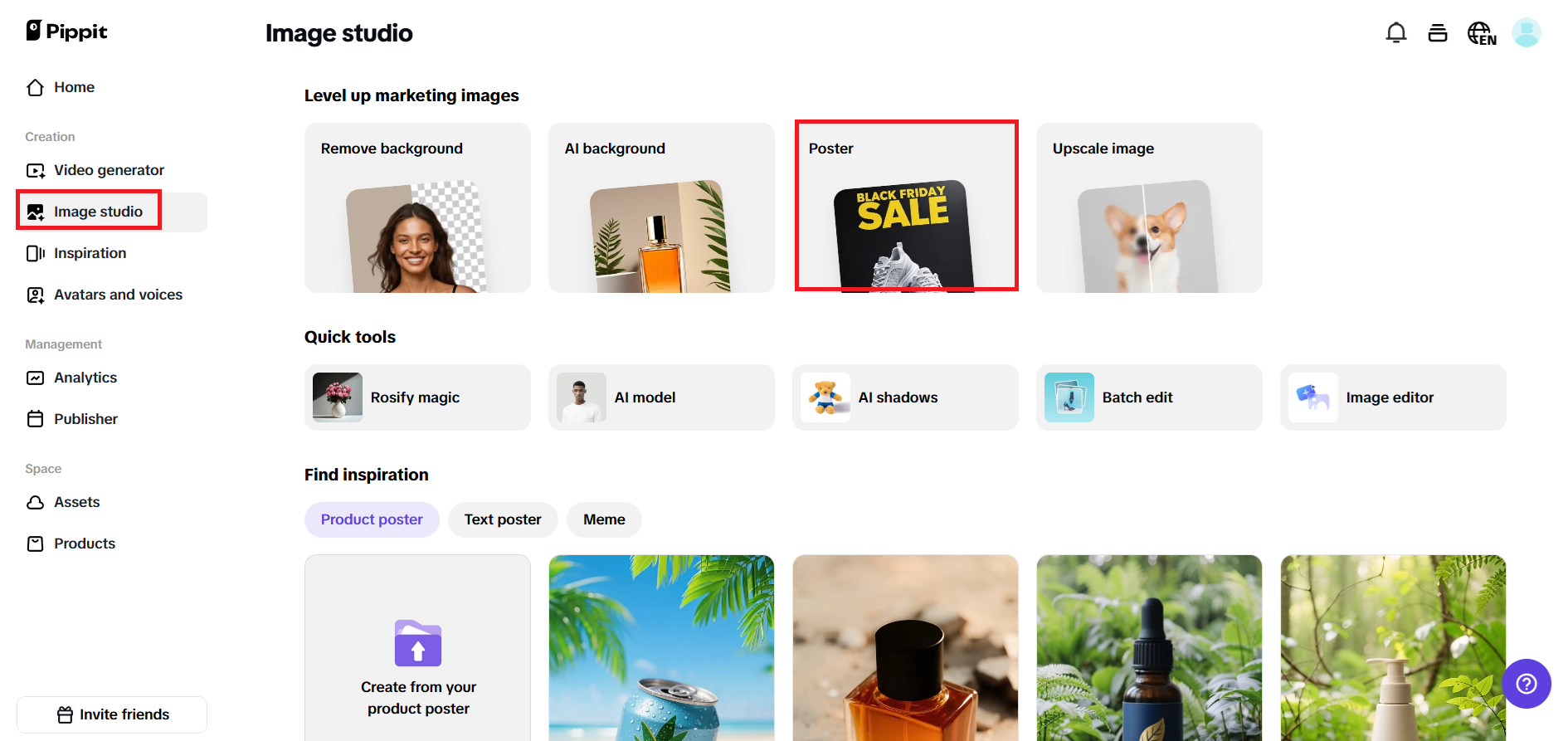 Choose "Poster" and enter a prompt
