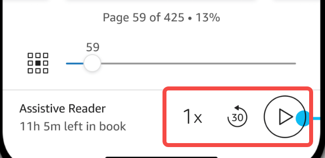 Showing how to use Assistive Reader text to speech on Kindle app