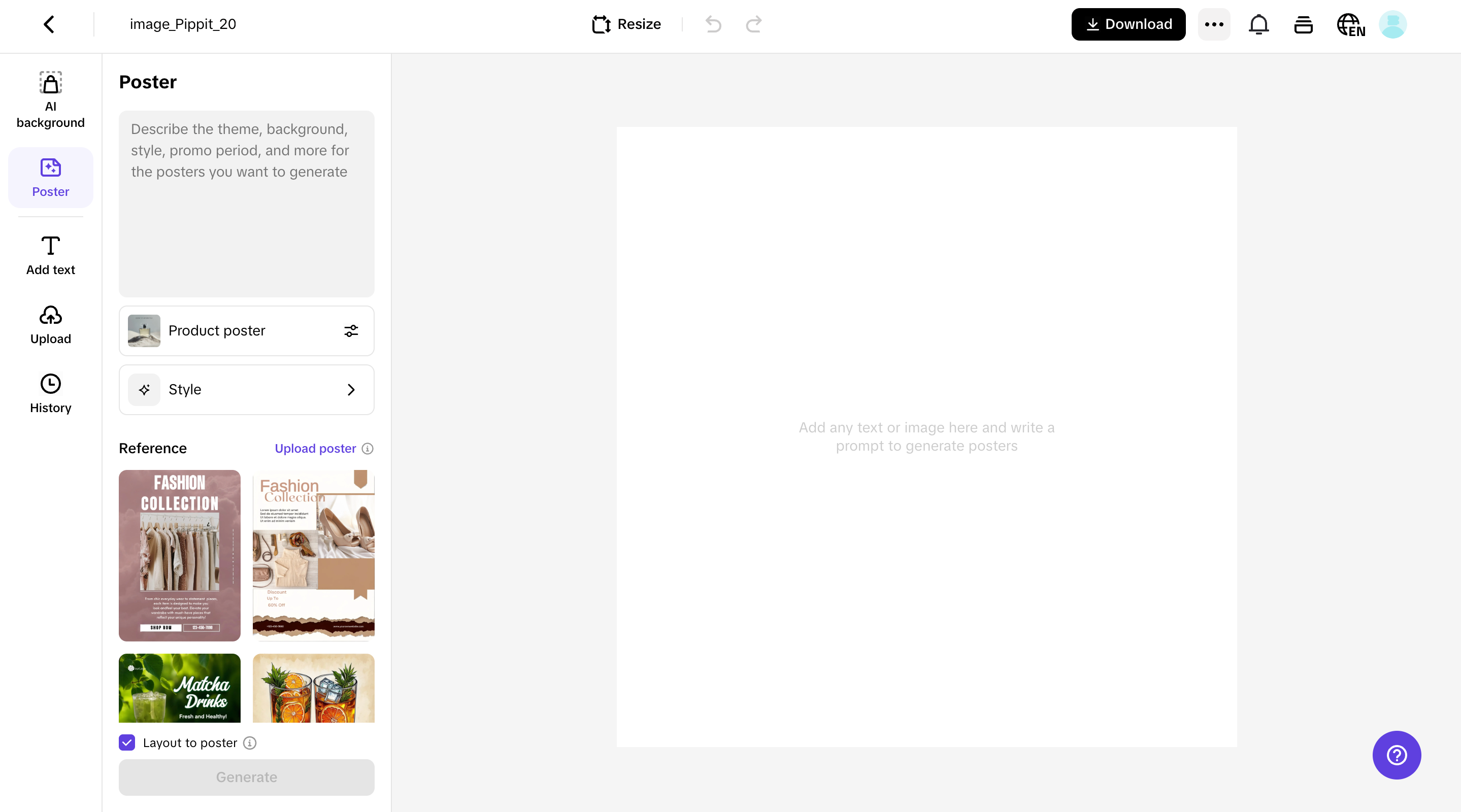 Access the Poster and generate